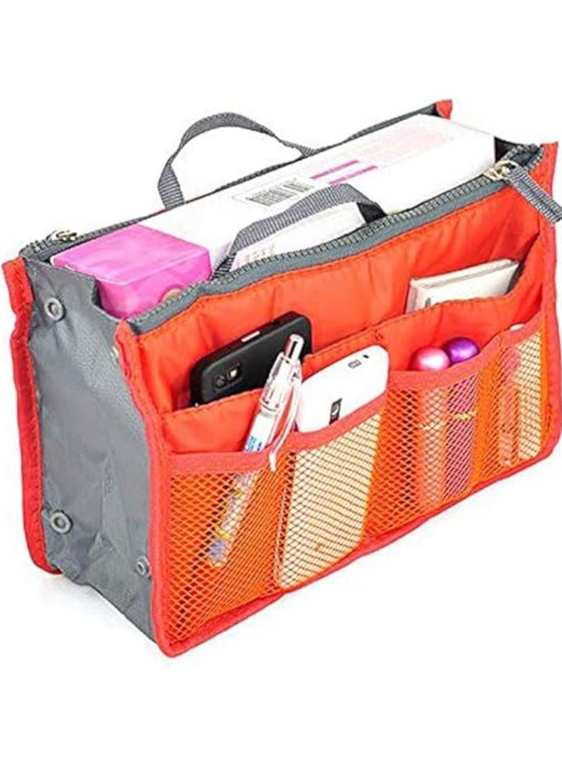 حقيبة تخزين حقيبة مكونة من 13 حجرة، حقيبة تخزين حقيبة اليد، حقيبة بطانة قابلة للتوسيع، حقيبة تخزين حقيبة اليد، حقيبة تخزين متعددة الوظائف، إغلاق بسحاب، جيوب متعددة - Image 3